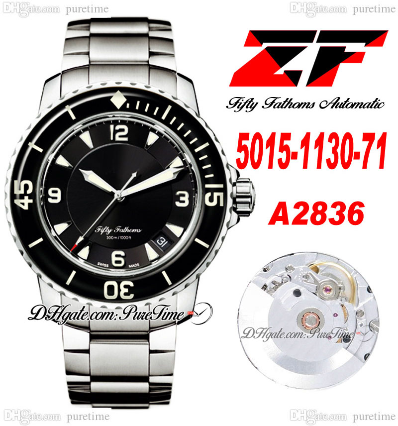 ZF Fifty Fathoms 5015-1130-71 A2836-2 Automatic Mens Watch Black Dial Super Edition Stainless Steel Bracelet 50 Fathoms Watches Puretime A08
ZF Fifty Fathoms 5015-1130-71 A2836-2 Automatic Mens Watch Black Dial Super Edition Stainless Steel Bracelet 50 Fathoms Watches Puretime A08