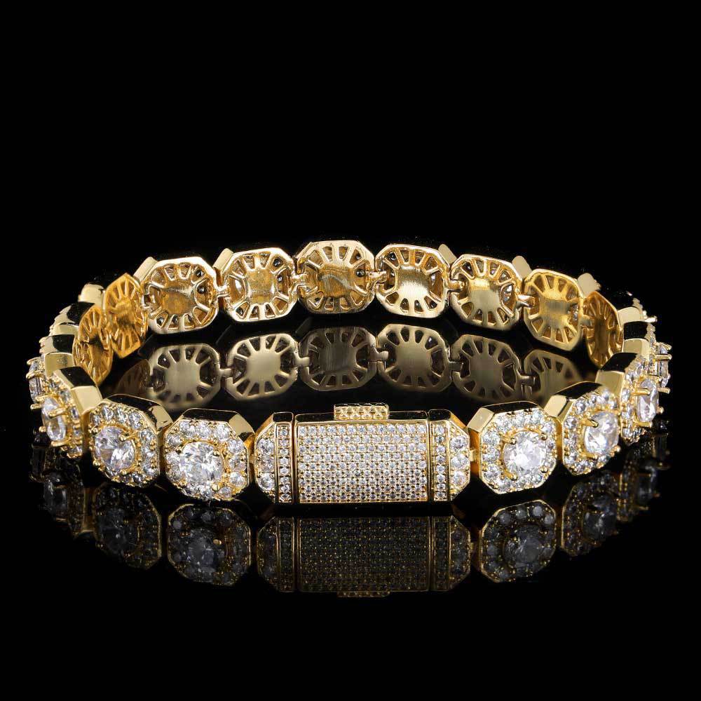 10mm-12mm Hip Hop Tennis Chain Necklace Bracelet Square Zircon Women Mens Jewelry Set