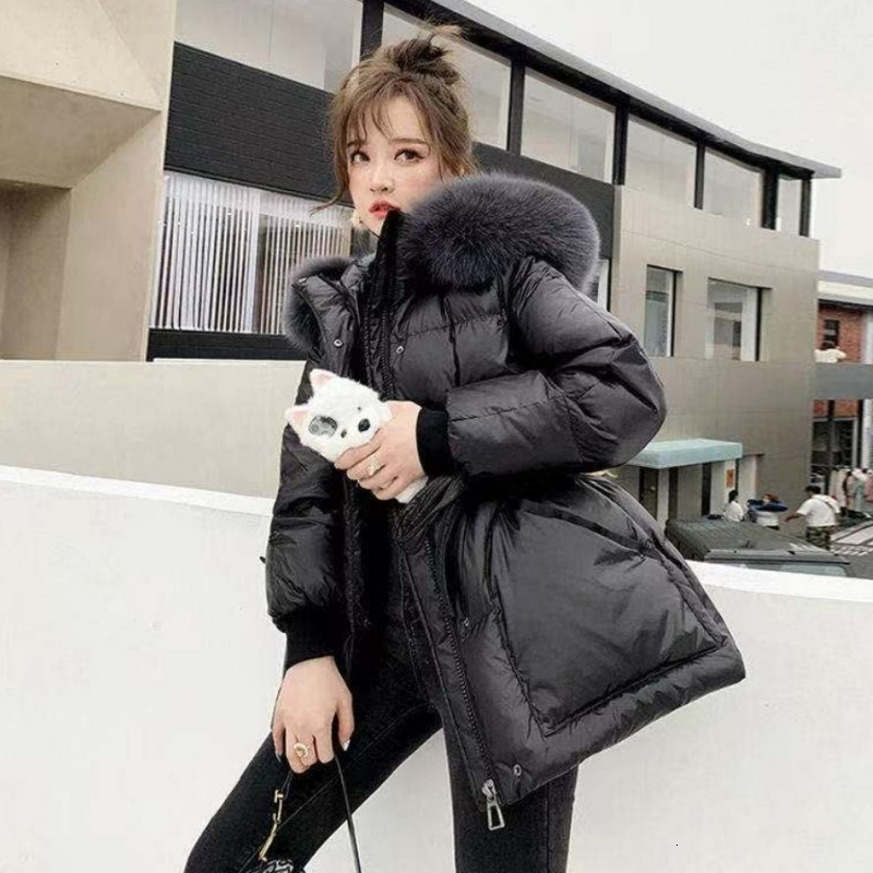 Women's Down Parkas Winter Jacket White Duck Thicken Coat Fur Hooded Warm 221208, Black
Women's Down Parkas Winter Jacket White Duck Thicken Coat Fur Hooded Warm 221208, Black