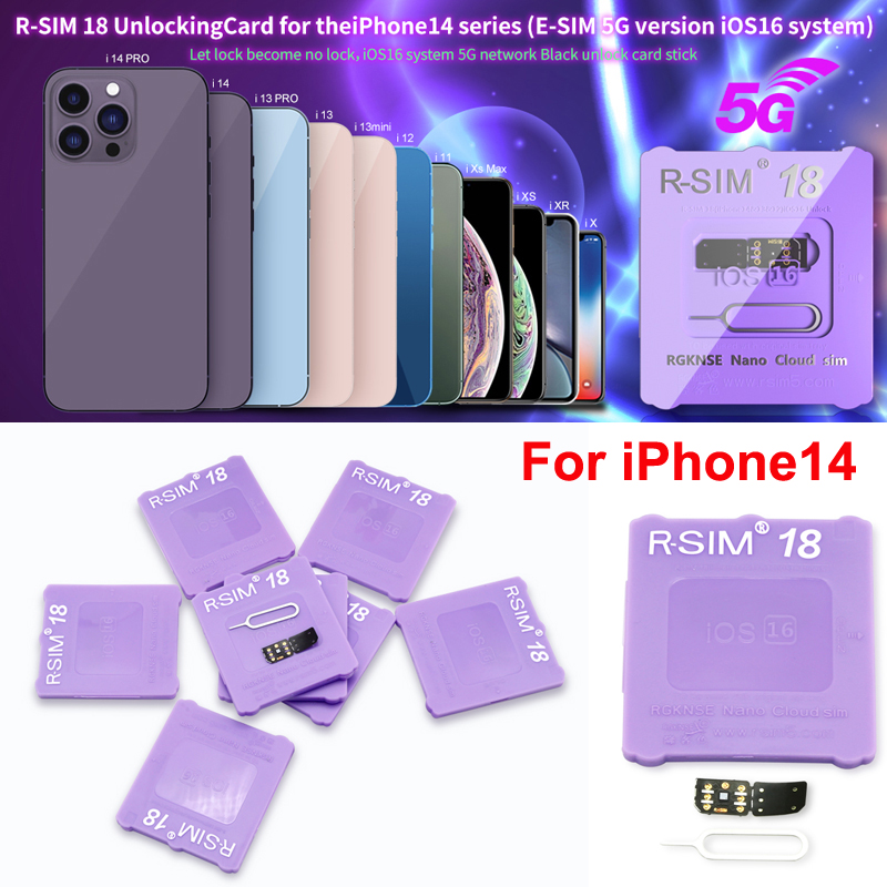 RSIM18 Unlock Card RSIM 18 Unlocking for iPhone14 series E-SIM 5G version iOS16 system PRO MAX 13PRO i12 i11 Xs max
RSIM18 Unlock Card RSIM 18 Unlocking for iPhone14 series E-SIM 5G version iOS16 system PRO MAX 13PRO i12 i11 Xs max