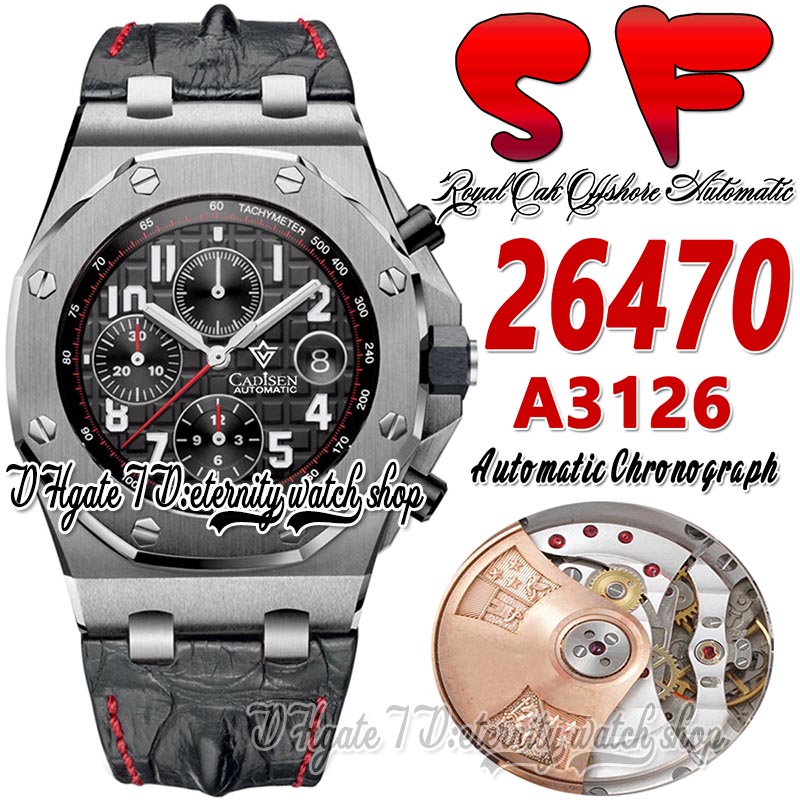 SF rsf26470 A3126 Chronograph Automatic Mens Watch Vampire 42mm Steel Case Black Textured Dial Number Markers Leather Strap Red Line Super Edition eternity Watches, Watch waterproof production cost
SF rsf26470 A3126 Chronograph Automatic Mens Watch Vampire 42mm Steel Case Black Textured Dial Number Markers Leather Strap Red Line Super Edition eternity Watches, Watch waterproof production cost