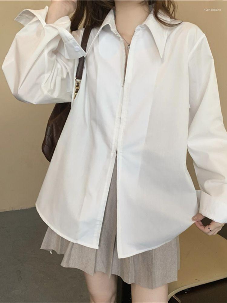 Women's Blouses Alien Kitty Minimalist Lapel Casual Women Shirts Fashion Solid Zipper Loose Office Lady All Match Work Wear Chic, White
Women's Blouses Alien Kitty Minimalist Lapel Casual Women Shirts Fashion Solid Zipper Loose Office Lady All Match Work Wear Chic, White