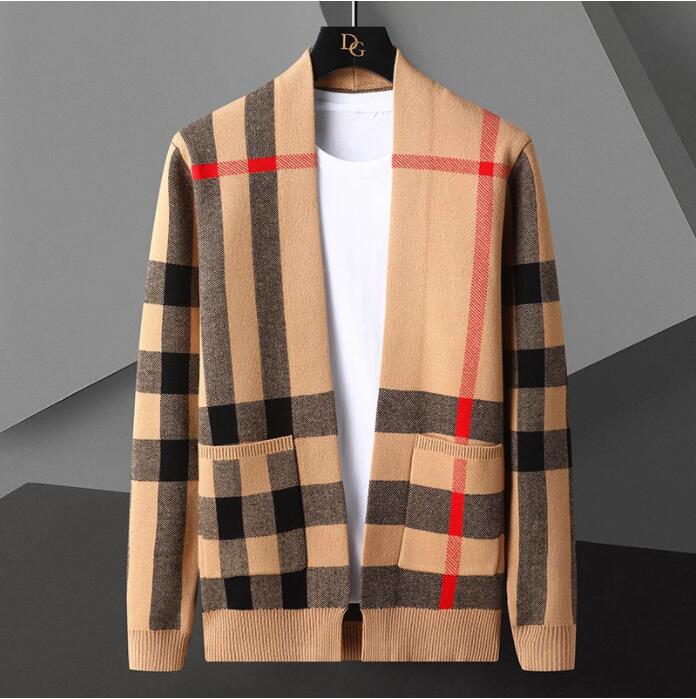 Men's Sweaters New Fall Winter Luxury Brand Cashmere Cardigan Soft Warm Cardigans Jacket Classic Plaid Knitted Sweater