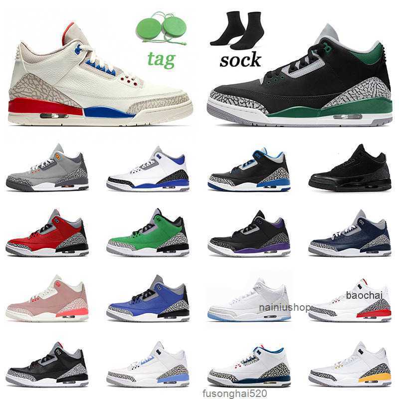 Casual New Designer 3s 3 Basketball Shoes Womens Black Cement International Flight Katrina Pine Green Infrared Tinker NRG Size 13 Mens Sports