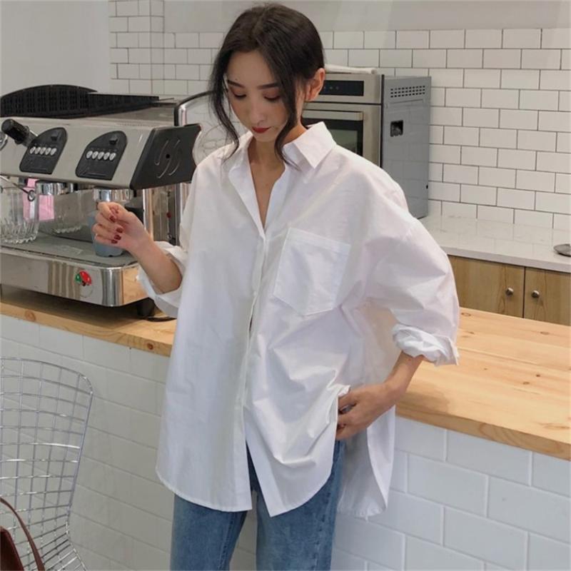 Women' Blouses & Shirts Beiyingni 2022 Spring And Autumn Blouse White Plain Loose Oversized Top
Women' Blouses & Shirts Beiyingni 2022 Spring And Autumn Blouse White Plain Loose Oversized Top