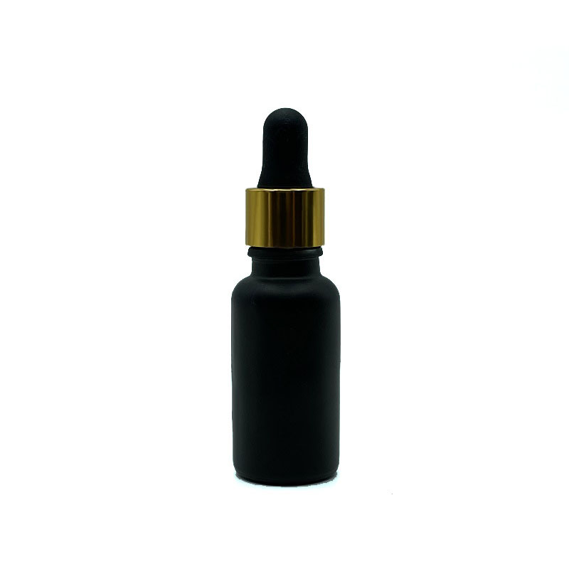 Matte Black Glass Essential Oil Bottles with Gold Eye Dropper Cap 5ml 10ml 15ml 20ml 30ml 50ml 100ml Skin Care Serum Bottle
