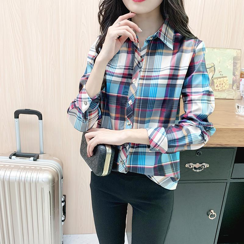 Women' Blouses & Shirts Autumn Womens Button Up Plaid Shirt Chiffon Tops And Long Sleeve Office Lady Pink Feminina Camisas De Mujer, 09
Women' Blouses & Shirts Autumn Womens Button Up Plaid Shirt Chiffon Tops And Long Sleeve Office Lady Pink Feminina Camisas De Mujer, 09