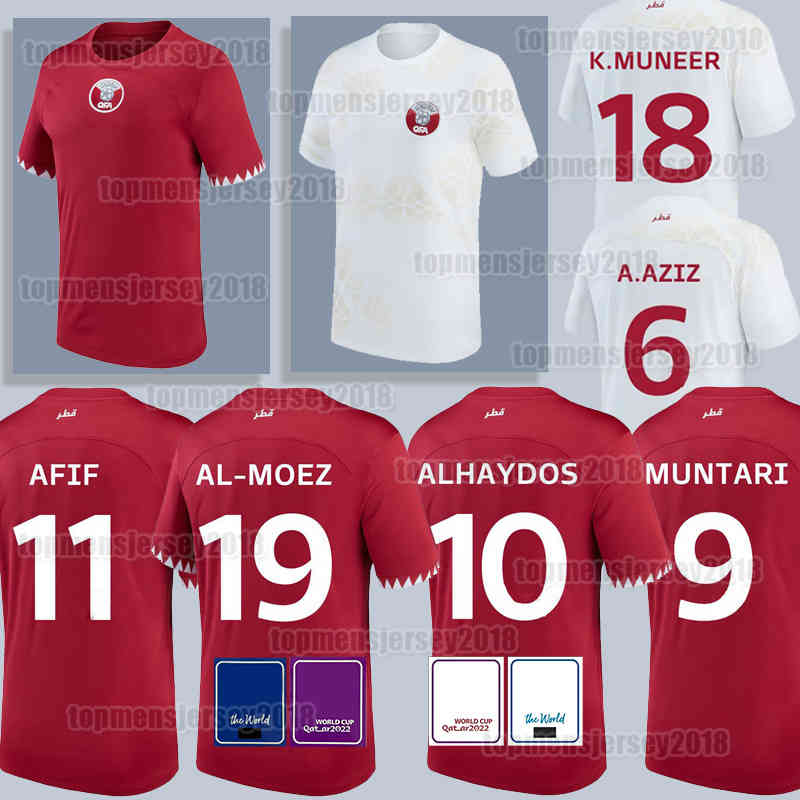 22 23 Qatar 9 MUNTARI Mens Soccer Jerseys 2022 2023 AFIF 10 ALHAYDOS ALAAELDIN ABDELKARIM A.AZIZ 19 AL-MOEZ BOUALEM BOUDIAF HOMAM Football Shirts Short Sleeve Uniform, Men (ka ta er)+patch
22 23 Qatar 9 MUNTARI Mens Soccer Jerseys 2022 2023 AFIF 10 ALHAYDOS ALAAELDIN ABDELKARIM A.AZIZ 19 AL-MOEZ BOUALEM BOUDIAF HOMAM Football Shirts Short Sleeve Uniform, Men (ka ta er)+patch