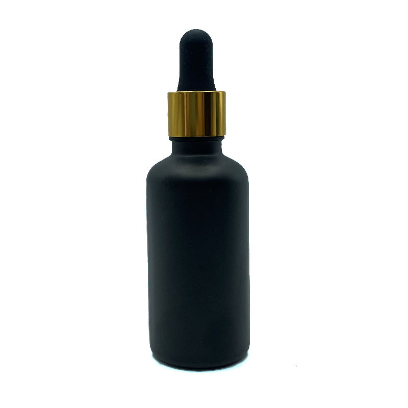 Matte Black Glass Essential Oil Bottles with Gold Eye Dropper Cap 5ml 10ml 15ml 20ml 30ml 50ml 100ml Skin Care Serum Bottle