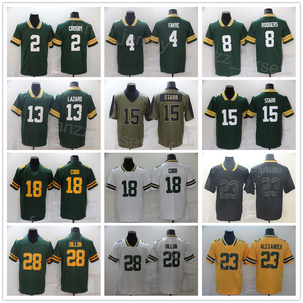 Men Football 23 Jaire Alexander Jersey 18 Randall Cobb 28 AJ Dillon 15 Bart Starr 13 Allen Lazard 2 Mason Crosby 8 Amari Rodgers 4 Brett Favre Black Yellow White Green
Men Football 23 Jaire Alexander Jersey 18 Randall Cobb 28 AJ Dillon 15 Bart Starr 13 Allen Lazard 2 Mason Crosby 8 Amari Rodgers 4 Brett Favre Black Yellow White Green