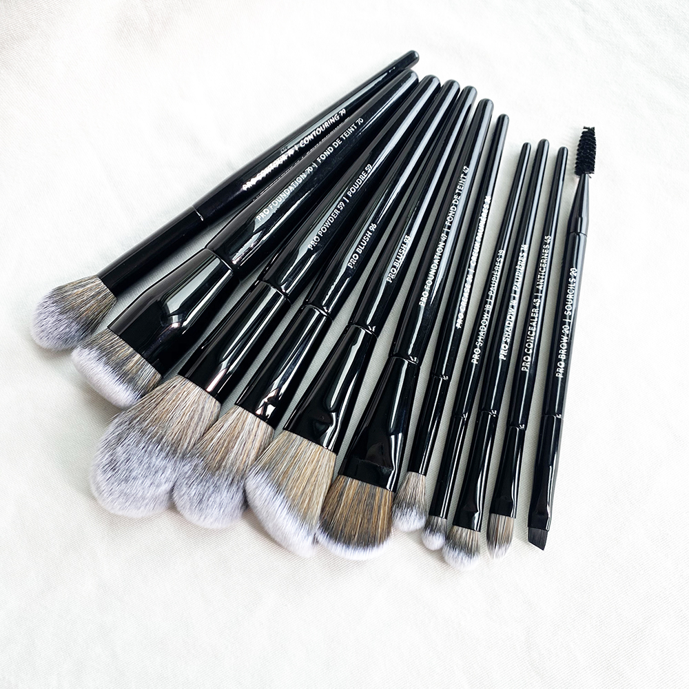 New Black Makeup Brushes Set 11pcs - Soft Synthetic Bristles Beauty Face & Eye Foundation Powder Blush Eye Shadow Higlighter Shape Contouring Cosmetic