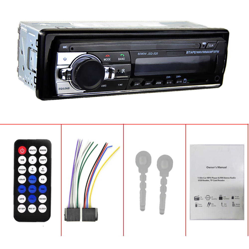Car Radio Stereo Remote Control Digital Audio Music 12V MP3-JSD520 ISO interface Player USB/SD/AUX-IN
