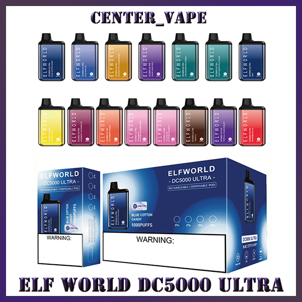 Original Elf world E-cigarettes DC 5000 Ultra Puffs Disposable Vape Pen E Cigarette With Rechargeable 650mAh Battery 12ml Prefilled Pod DC5000 Bar Kit
Original Elf world E-cigarettes DC 5000 Ultra Puffs Disposable Vape Pen E Cigarette With Rechargeable 650mAh Battery 12ml Prefilled Pod DC5000 Bar Kit