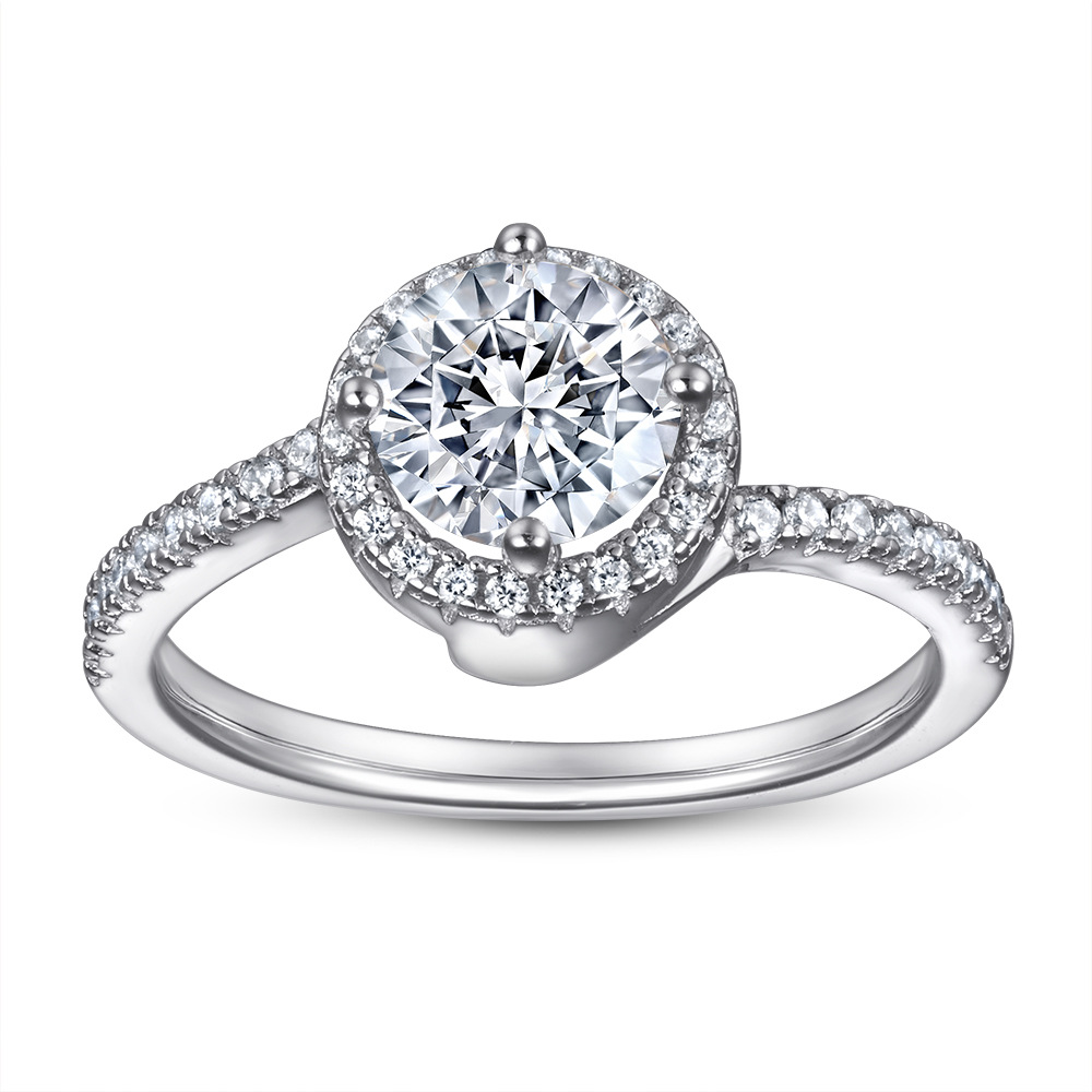 Wedding Accessories Pure Silver Engagement Rings Fadeless Single Round Diamond Birdal Ring Proposal Ring No Fading Ladies Jewelry TL-312