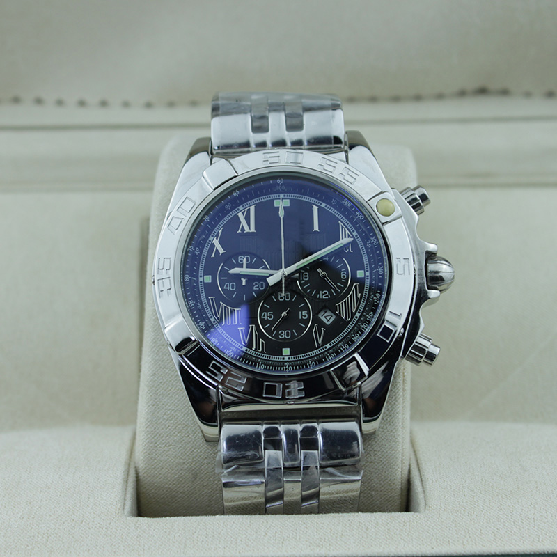 Montre masculin de 40 mm en acier inoxydable chronom￩trage multifonctionnel Glow-in-The Dark Quartz Sports Watch Imperproof