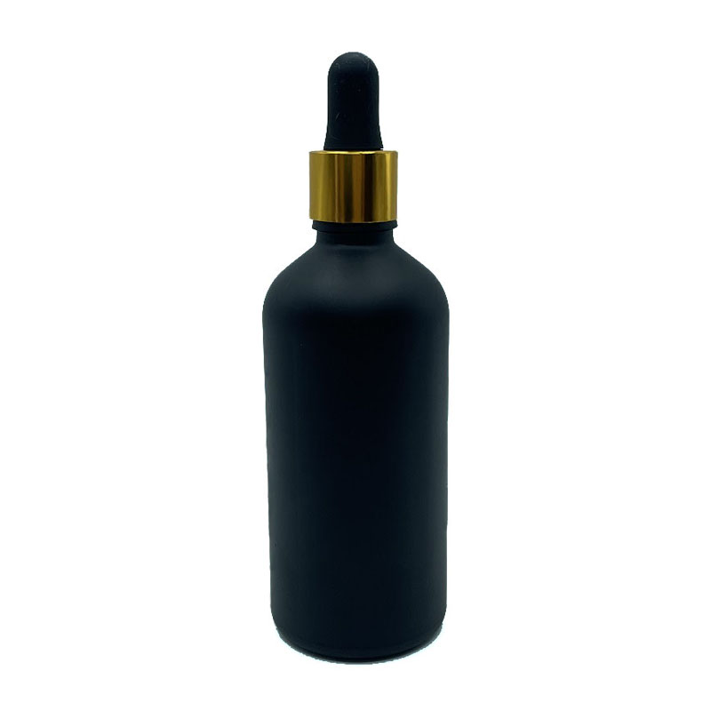 Matte Black Glass Essential Oil Bottles with Gold Eye Dropper Cap 5ml 10ml 15ml 20ml 30ml 50ml 100ml Skin Care Serum Bottle