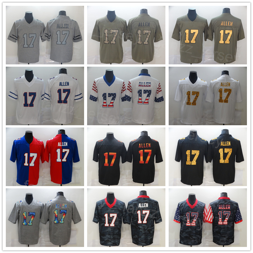 

Men 17 Josh Allen Football Jerseys Olive Salute To Service Camo Drift Smoke Goddess Hyphenation Flag Hemp Grey Rainbow Leopard Grain Black Red Army Green Stitched