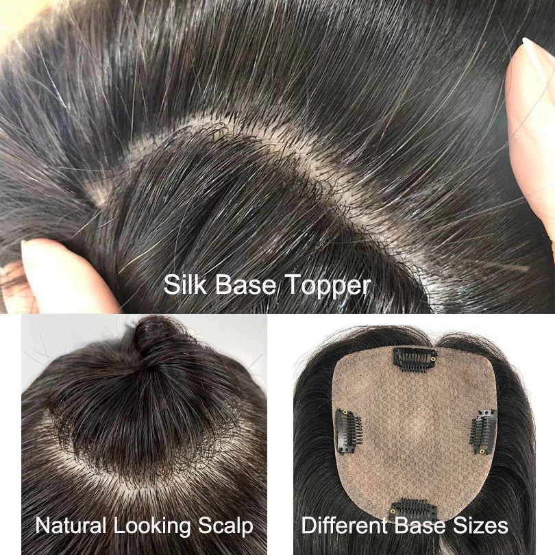 Loose Water Wavy Hairpiece Clip in Fluffy Topper With Choppy Bangs human Hair Toupee for Women Girls 15x16cm