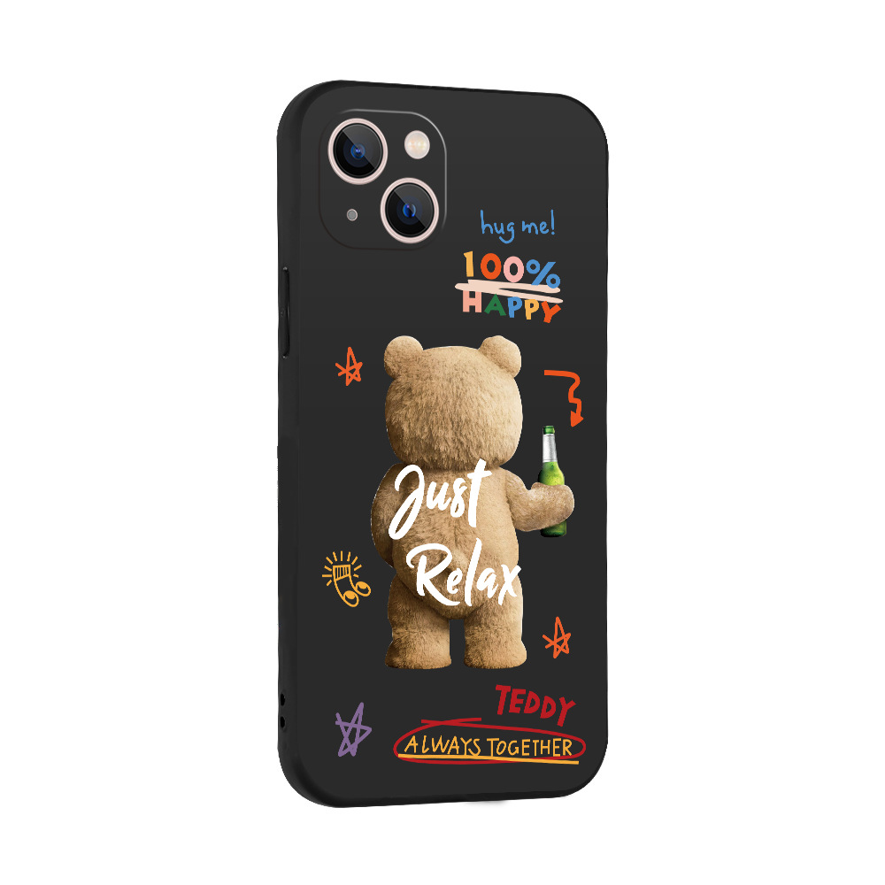 Cute bear phone case For iPhone 14 13 12 11 Pro XS Max X XR 7 8 Plus Soft Silicone Camera Lens Protect Cover