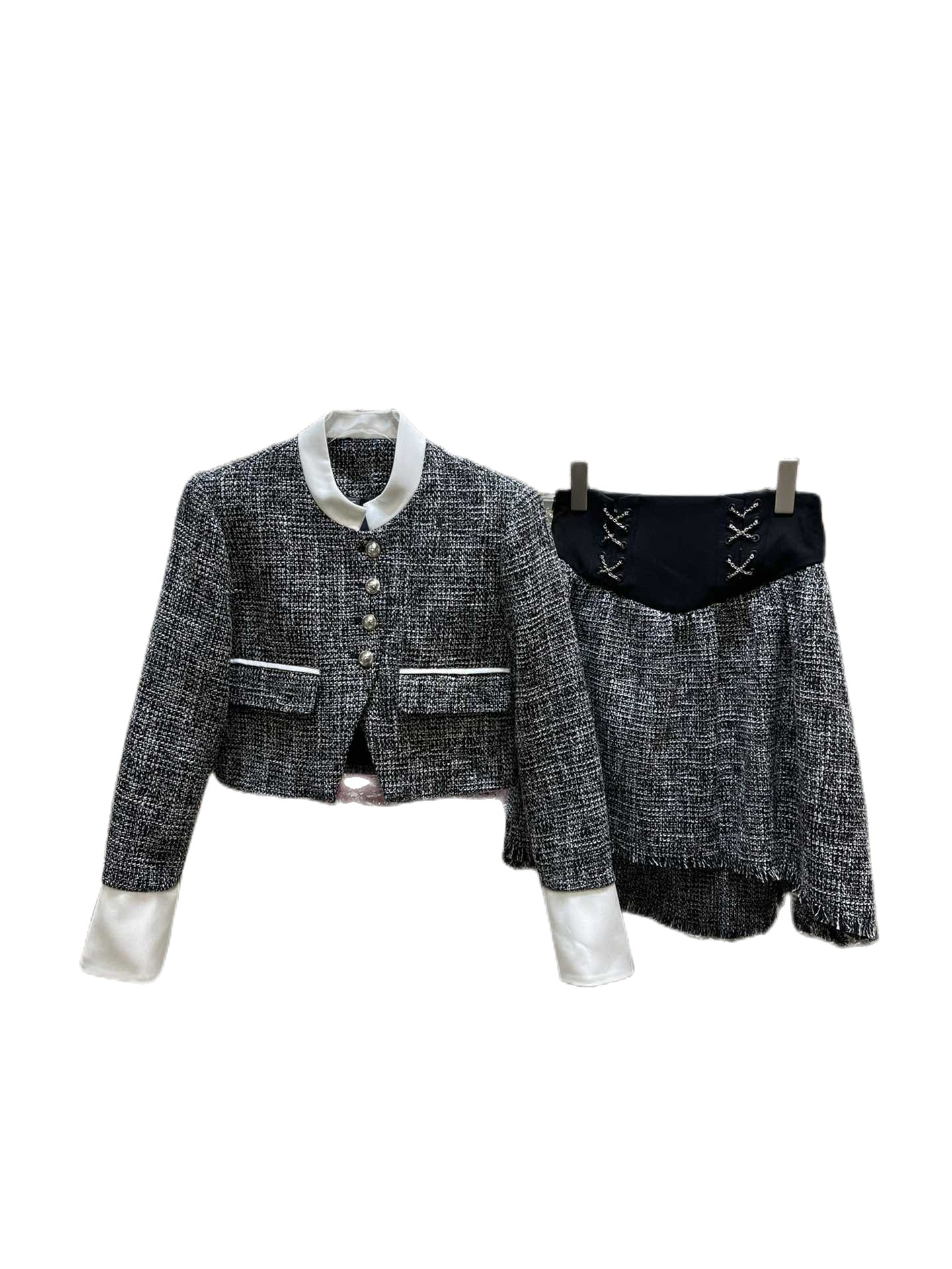 Autumn and winter 22 new design fashionable stand collar umbrella skirt suit, Customize
Autumn and winter 22 new design fashionable stand collar umbrella skirt suit, Customize