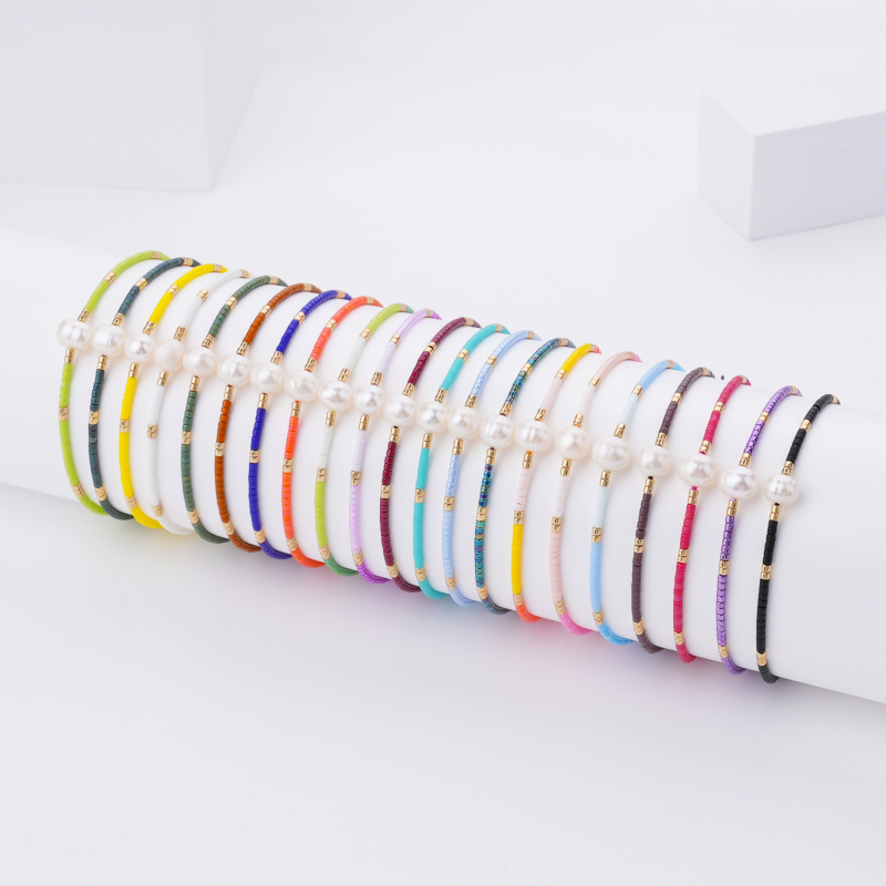 Miyuki Tila Bead Strands Bracelets Fresh Water Pearl Adjustable Bracelets for Women