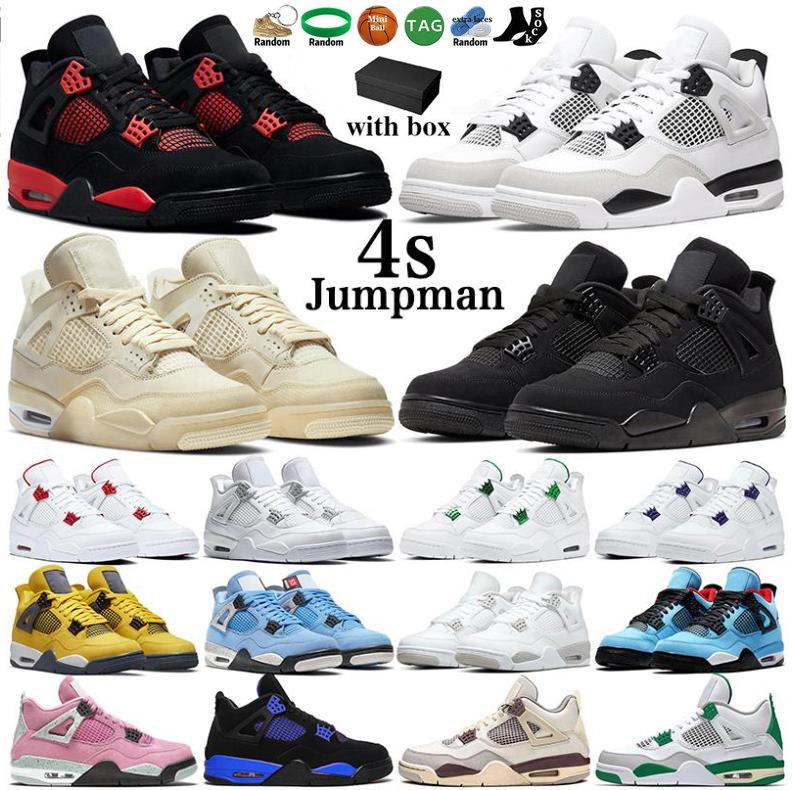 4 basketball shoes for men women 4s Military Black Cat Sail Red Thunder White Oreo Cactus Jack Blue University Infrared Cool Grey mens sports sneakers, Box
4 basketball shoes for men women 4s Military Black Cat Sail Red Thunder White Oreo Cactus Jack Blue University Infrared Cool Grey mens sports sneakers, Box