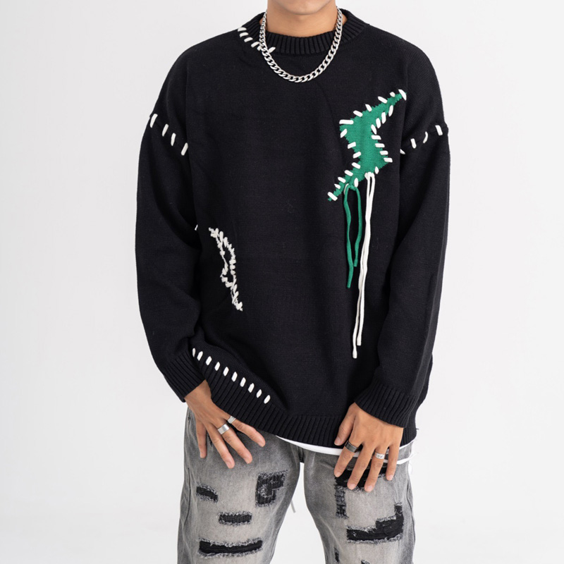Patchwork Tassel Black Knitted Men's Winter Sweaters Casual Hip Hop Pullover Sweater
Patchwork Tassel Black Knitted Men's Winter Sweaters Casual Hip Hop Pullover Sweater