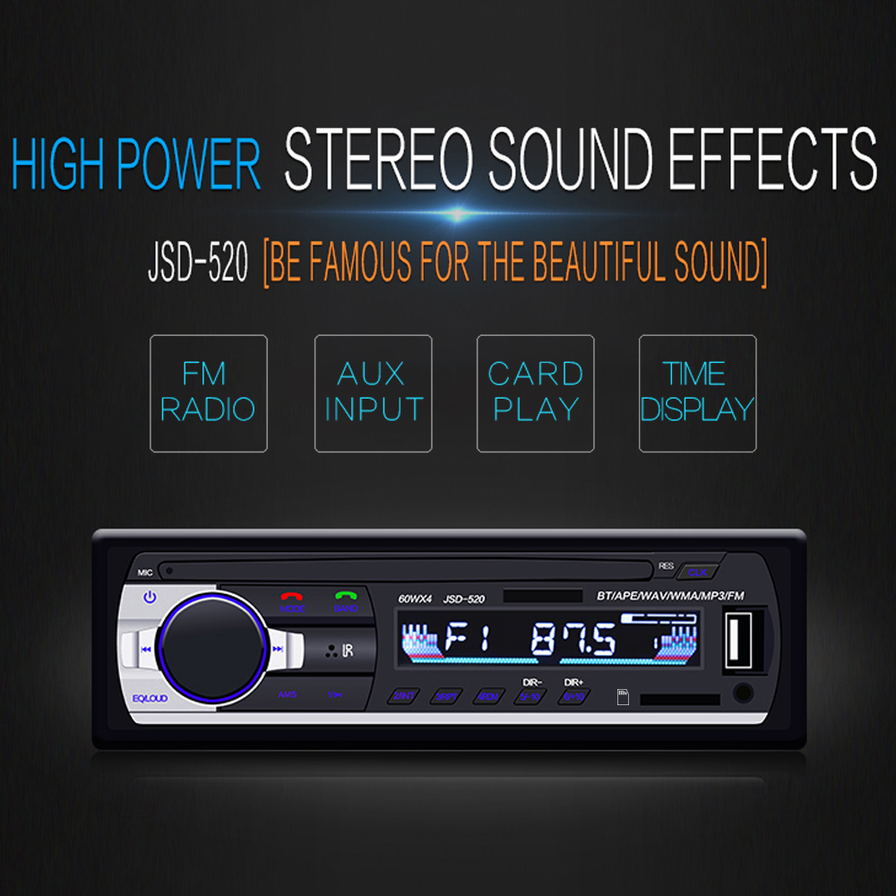 Car Radio Stereo Remote Control Digital Audio Music 12V MP3-JSD520 ISO interface Player USB/SD/AUX-IN