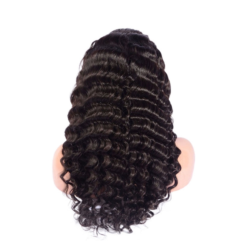 Malaysian Indian 100% Human Hair 2X6 Lace Closure Wig Deep Wave Curly Brazilian Hair Wigs Middle Part Natural Color 10-32inch