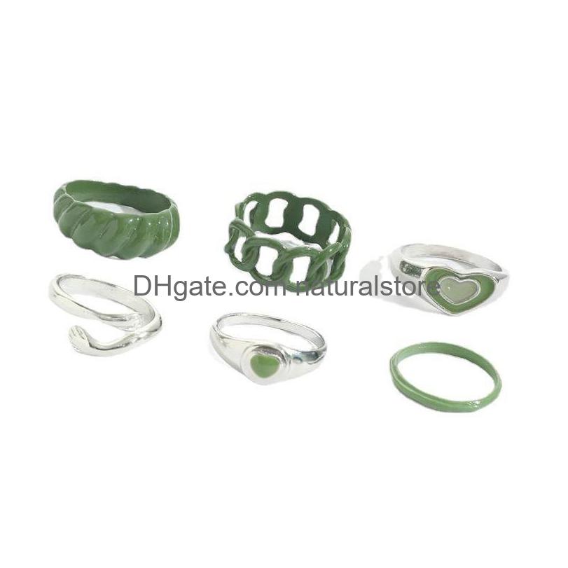 Couple Rings Vintage 6Pcs Green Embrace Hands Rings Set For Women Metal Paint Coating Creative Ins Style Love Heart Ring Fashion Jew Dhgp5 
Couple Rings Vintage 6Pcs Green Embrace Hands Rings Set For Women Metal Paint Coating Creative Ins Style Love Heart Ring Fashion Jew Dhgp5
