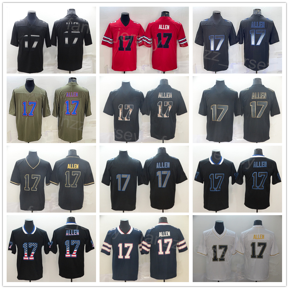

Men Football 17 Josh Allen Jersey Olive Salute To Service Camo Turn Back The Clock Goddess Hyphenation Shadow Flag Hemp Grey Black Red Army Green Stitched Team Color