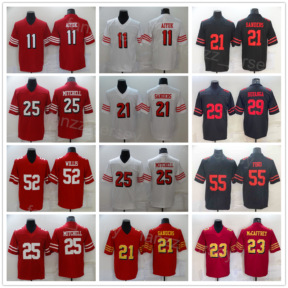 Men Football 25 Elijah Mitchell Jerseys 11 Brandon Aiyuk 21 Deion Sanders 29 Talanoa Hufanga 52 Patrick Willis 55 Dee Ford 23 Christian McCaffrey Team Black Red White
Men Football 25 Elijah Mitchell Jerseys 11 Brandon Aiyuk 21 Deion Sanders 29 Talanoa Hufanga 52 Patrick Willis 55 Dee Ford 23 Christian McCaffrey Team Black Red White