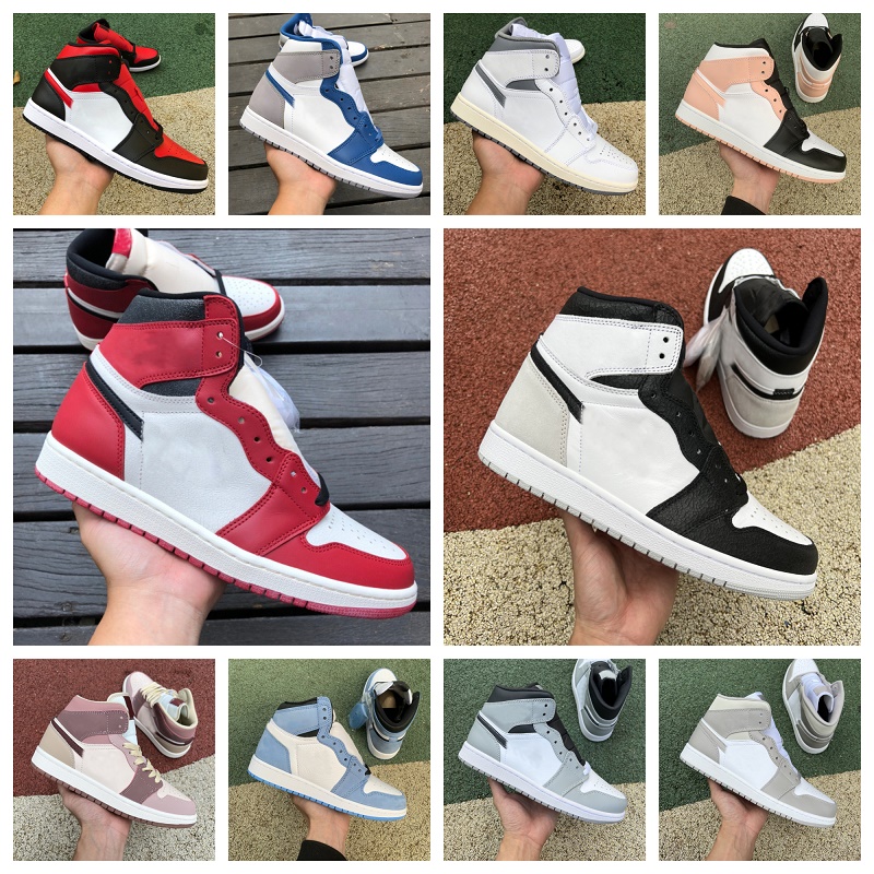 

1s High OG Basketball Shoes Jumpman Retro 1 Mens Women University Blue Starfish Patent Bred Bleached Coral Tan Gum DARK MOCHA Twist Chicago Lost and Found Sneakers, Bubble package bag