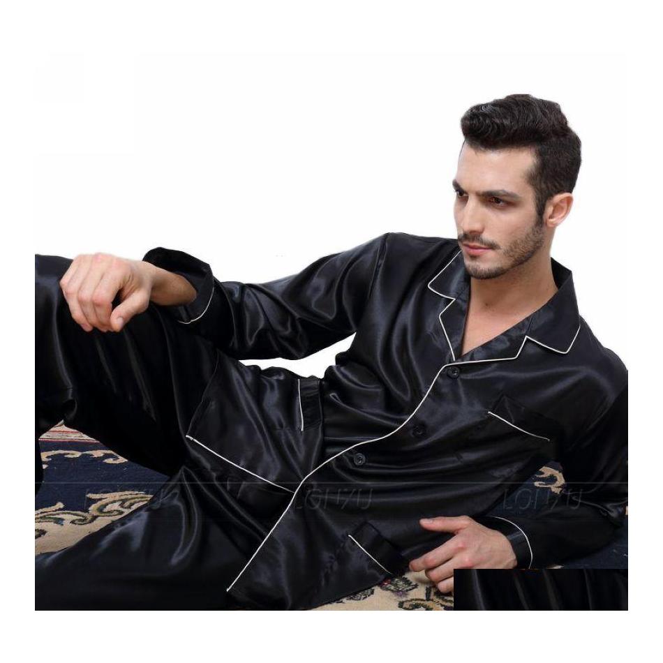 Men' Sleepwear Mens Silk Satin Pajamas Pyjamas Set Loungewear Fits All Seasons Mx190724 Drop Delivery Apparel Underwear Dhvlo, Wine red
Men' Sleepwear Mens Silk Satin Pajamas Pyjamas Set Loungewear Fits All Seasons Mx190724 Drop Delivery Apparel Underwear Dhvlo, Wine red