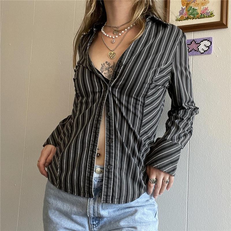 Women' Blouses & Shirts Classic Striped Women Ladies Wild Casual Fitting Long Sleeve Lapel Neck Single-breasted Shirt Tops Business OL Styl, Black
Women' Blouses & Shirts Classic Striped Women Ladies Wild Casual Fitting Long Sleeve Lapel Neck Single-breasted Shirt Tops Business OL Styl, Black