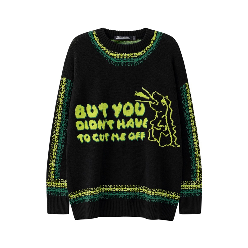 High Street Letter Print Woolen Sweater for Male and Female Round Neck Knitted Pullover Winter Clothes, Black
High Street Letter Print Woolen Sweater for Male and Female Round Neck Knitted Pullover Winter Clothes, Black