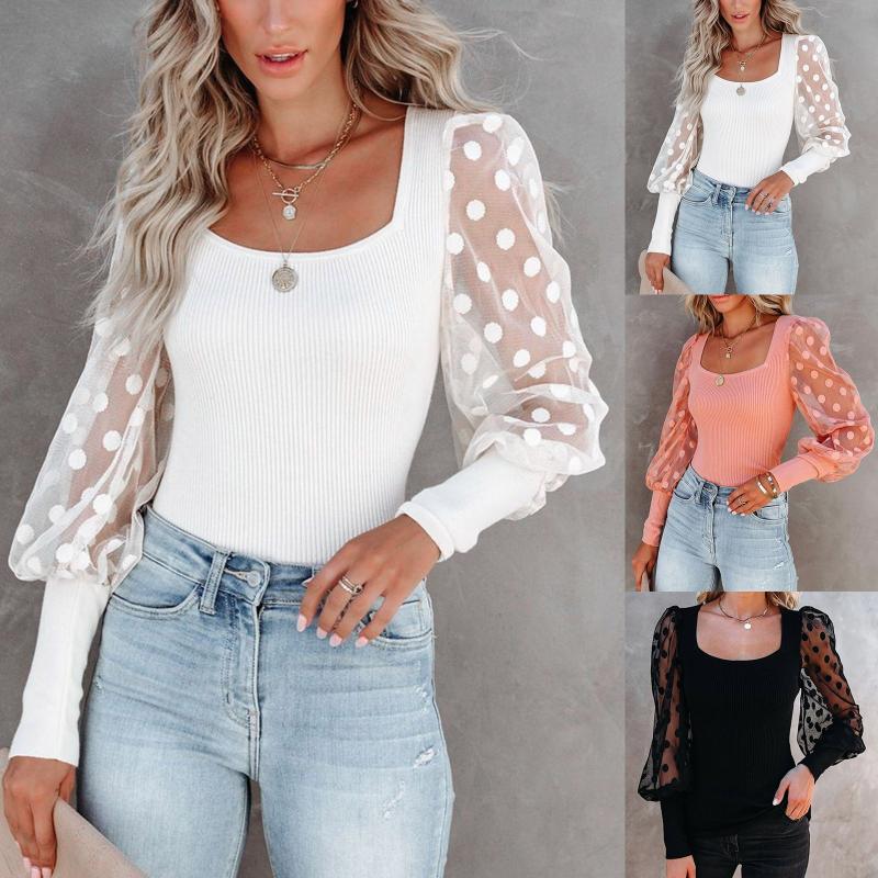 Women' Blouses & Shirts Women Elegant Knit Blouse Fashion Dot Mesh Splicing Long Sleeves Square Collar Slim Office Tops Ladies Casual Poull, Pink
Women' Blouses & Shirts Women Elegant Knit Blouse Fashion Dot Mesh Splicing Long Sleeves Square Collar Slim Office Tops Ladies Casual Poull, Pink