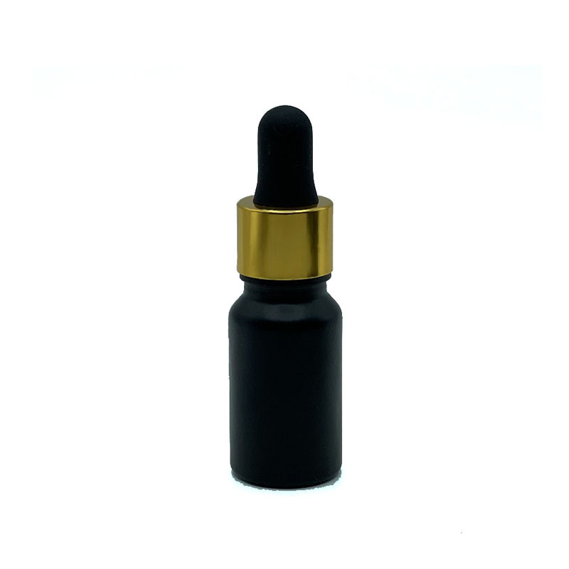 Matte Black Glass Essential Oil Bottles with Gold Eye Dropper Cap 5ml 10ml 15ml 20ml 30ml 50ml 100ml Skin Care Serum Bottle