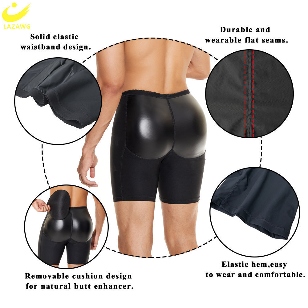 Waist Tummy Shaper LAZAWG Men Push Up Booty Lifting Panty with Pads Control Hip Enhancer Shorts Butt Lifter Underwear Slimming Shapewear 221208