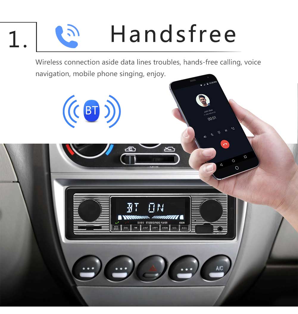 Bluetooth Enabled 12V 1-DIN In-Car Multimedia System with Built-in MP3/USB/FM/Tape Functions & Expandable Storage