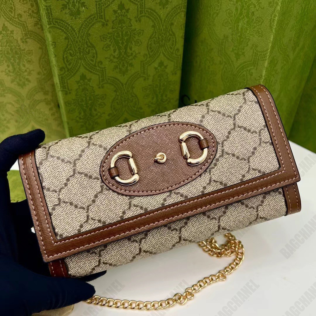 Classic wallet Womens diagonal chain shoulder bags Designer handbag Fashion double letter printed card purse, Brown
Classic wallet Womens diagonal chain shoulder bags Designer handbag Fashion double letter printed card purse, Brown