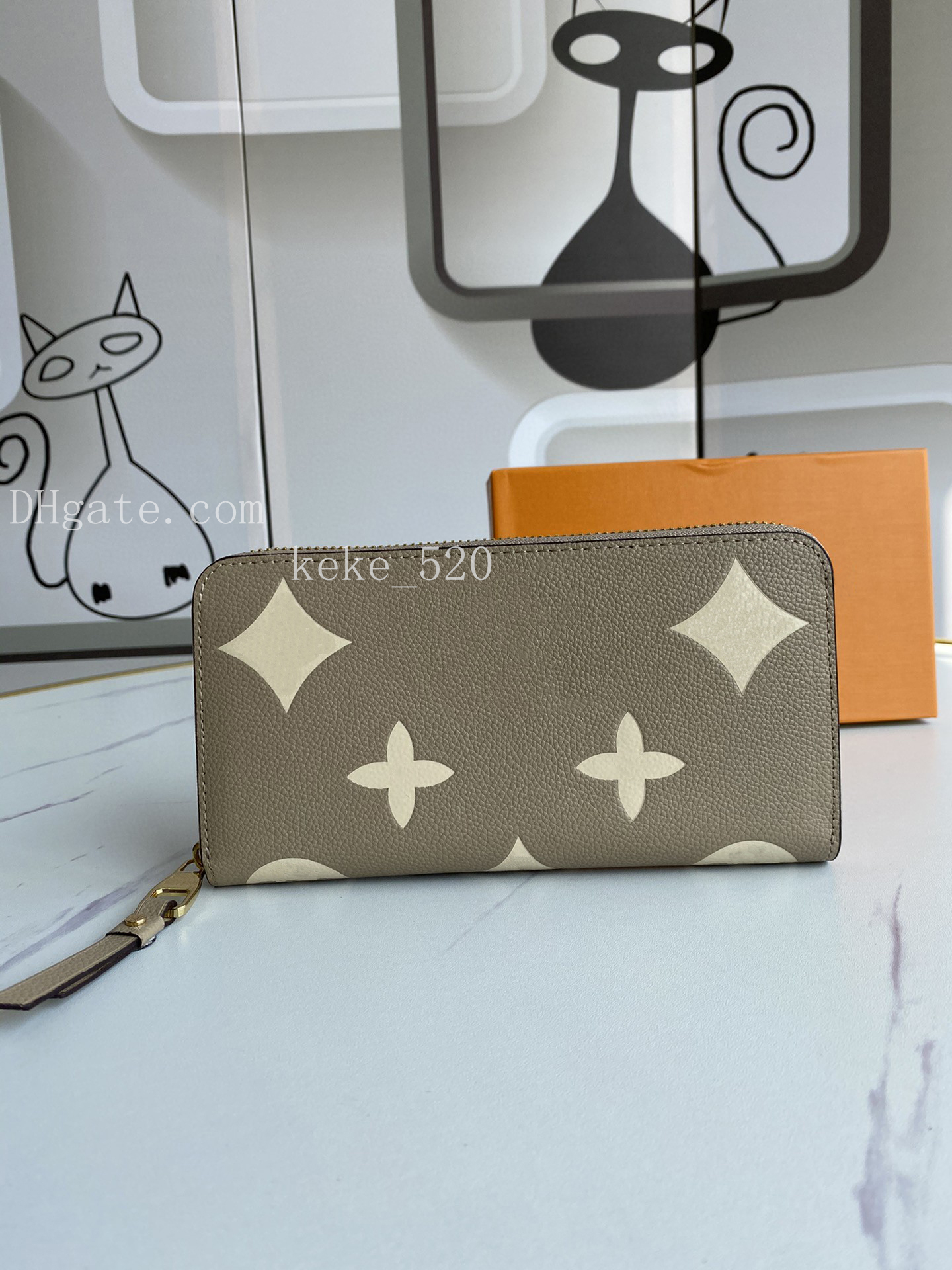 New ZIPPY WALLET Designer Womens Bicolor Flower Empreinte Leather Card Holder Organizer Long Wallet Coin Purse Key Pouch Pochette Cles M69794