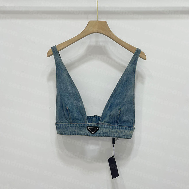 2024 Shiny Rhine T Shirts Women Denim Sling Vest Sexy Cropped Top Party Tank Tops V Neck T-Shirt Bra Fashion fashion588ess6 L250724