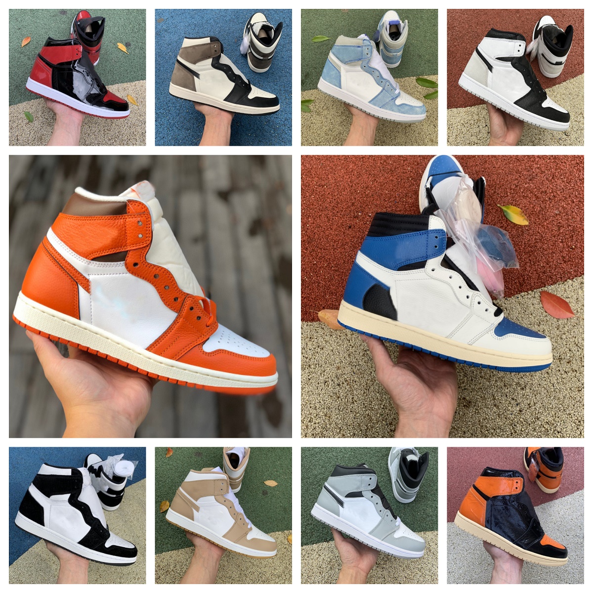 Jumpman 1 1s High OG Basketball Shoes Mens Women Fragment x Travis Taxi Patent Bred Dark Mocha Fearless UNC Chicago University Blue Shadow, J044
Jumpman 1 1s High OG Basketball Shoes Mens Women Fragment x Travis Taxi Patent Bred Dark Mocha Fearless UNC Chicago University Blue Shadow, J044