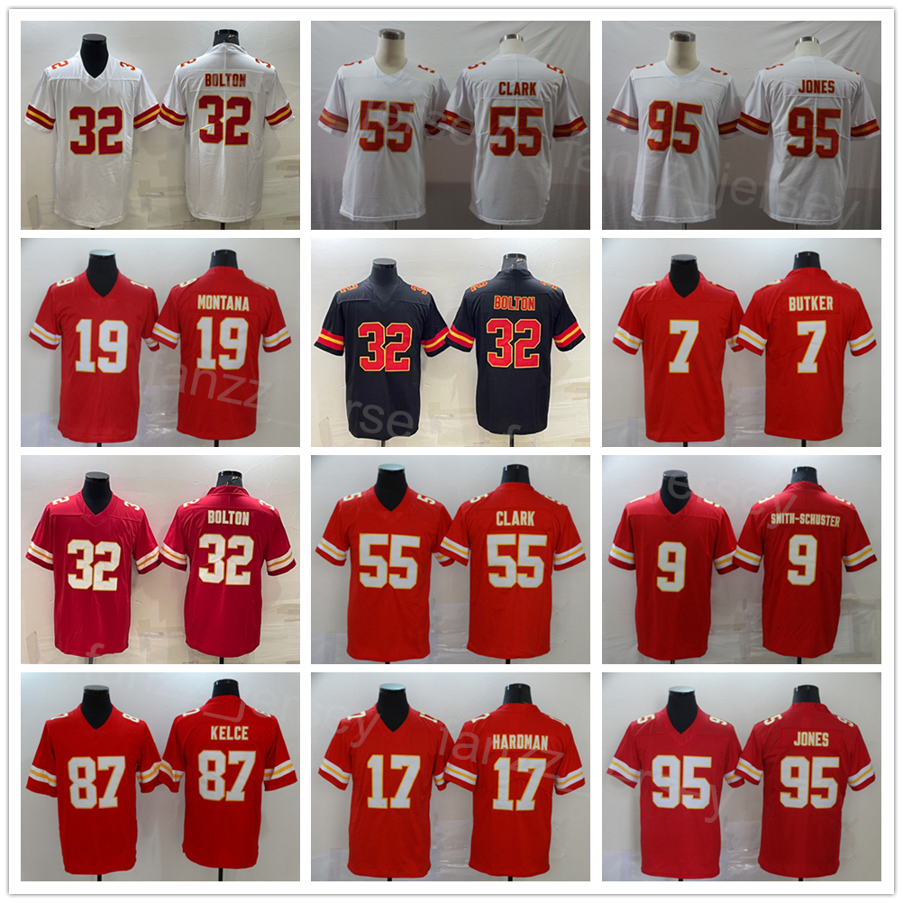 Men Football 32 Nick Bolton Jerseys 55 Frank Clark 95 Chris Jones 7 Harrison Butker 15 Patrick Mahomes Mecole Hardman Joe Montana Clyde Edwards-Helaire Travis Kelce, Red
Men Football 32 Nick Bolton Jerseys 55 Frank Clark 95 Chris Jones 7 Harrison Butker 15 Patrick Mahomes Mecole Hardman Joe Montana Clyde Edwards-Helaire Travis Kelce, Red