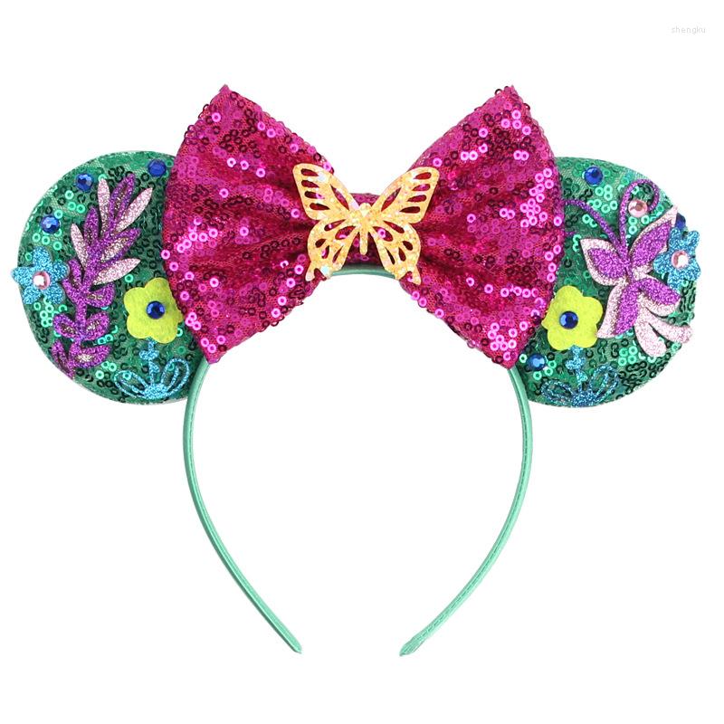 Hair Accessories 2022 Shiny Mouse Ears Headband Christmas 5"Bow Hairband Children Girl Women Sequins Party Festival Mujer