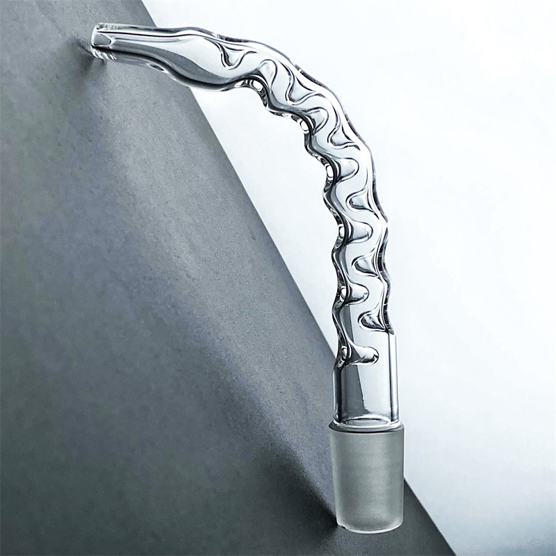 Glass nozzle water pipe 18mm external joint frosted fitting arc adapter with concave hole gun used for water collector corrugated