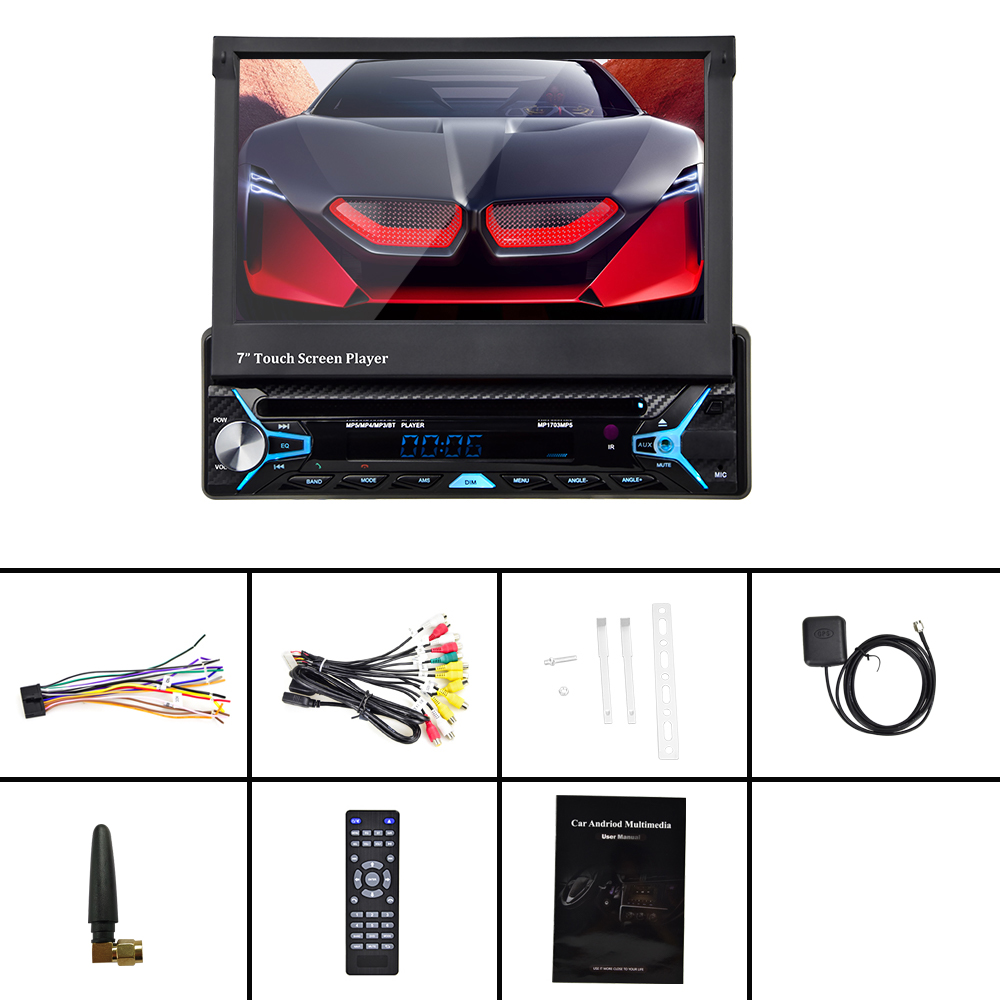 7 inch Android 10.0 Automatic Telescopic Car Multimedia Player 2GB +32G Carplay Car Radio Universal Car Stereo With GPS Navigation FM AM Rearview Came