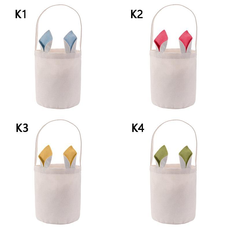 Party Supplies Bunny Easter Basket DIY Sublimation Toy Candy Storage Bag With Handle Polyester Rabbit Ear Gift Bags GG0217