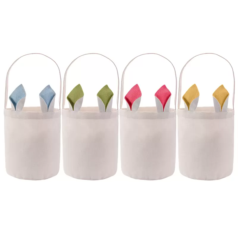 Party Supplies Bunny Easter Basket DIY Sublimation Toy Candy Storage Bag With Handle Polyester Rabbit Ear Gift Bags GG0217